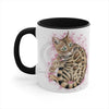 Cute Bengal Cat Watercolor Pink Accent Coffee Mug 11Oz