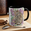 Cute Bengal Cat Watercolor Pink Roses Accent Coffee Mug 11Oz