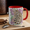 Cute Bengal Cat Watercolor Pink Roses Accent Coffee Mug 11Oz