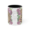 Cute Bengal Cat Watercolor Pink Roses Accent Coffee Mug 11Oz Black /