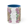 Cute Bengal Cat Watercolor Pink Roses Accent Coffee Mug 11Oz Blue /