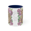 Cute Bengal Cat Watercolor Pink Roses Accent Coffee Mug 11Oz Navy /