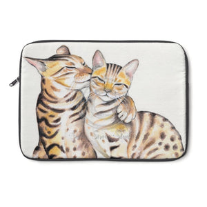 Cute Bengal Cats Watercolor Ink Art Laptop Sleeve 13