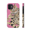 Cute Bengal Kitten Cat Watercolor Art Pink Case Mate Tough Phone Iphone 12
