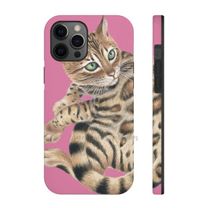 Cute Bengal Kitten Cat Watercolor Art Pink Case Mate Tough Phone Iphone 12 Pro Max
