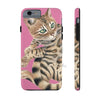 Cute Bengal Kitten Cat Watercolor Art Pink Case Mate Tough Phone Iphone 6/6S