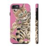 Cute Bengal Kitten Cat Watercolor Art Pink Case Mate Tough Phone Iphone 7 8