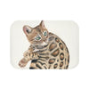 Cute Bengal Kitten Cat Watercolor Art White Bath Mat 24 × 17 Home Decor