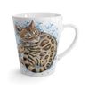 Cute Bengal Kitten Cat Watercolor Art White Blue Splash Latte Mug Mug