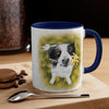 Cute Border Collie Watercolor Art Accent Coffee Mug 11Oz