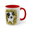 Cute Border Collie Watercolor Art Accent Coffee Mug 11Oz