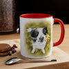 Cute Border Collie Watercolor Art Accent Coffee Mug 11Oz