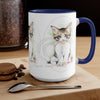 Cute Calico Tabby Kitten Cameo Watercolor Art Two-Tone Coffee Mugs 15Oz Mug