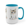 Cute Calico Tabby Kitten Cameo Watercolor Art Two-Tone Coffee Mugs 15Oz Mug