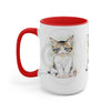 Cute Calico Tabby Kitten Cameo Watercolor Art Two-Tone Coffee Mugs 15Oz / Red Mug