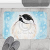 Cute Chickadee Bird Blue Watercolor Art Bath Mat Home Decor