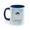 Cute Chickadee Bird Blue Watercolor On White Art Accent Coffee Mug 11Oz