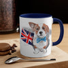 Cute Corgi Dog British Flag On White Art Accent Coffee Mug 11Oz
