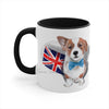 Cute Corgi Dog British Flag On White Art Accent Coffee Mug 11Oz