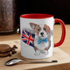 Cute Corgi Dog British Flag On White Art Accent Coffee Mug 11Oz