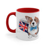 Cute Corgi Dog British Flag On White Art Accent Coffee Mug 11Oz Red /