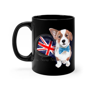 Cute Corgi Dog English Flag Art Black Mug 11Oz Mug