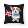 Cute Corgi Dog English Flag Art Black Square Pillow 14 × Home Decor