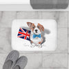 Cute Corgi Dog English Flag Art White Bath Mat Home Decor