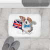 Cute Corgi Dog English Flag Art White Bath Mat Home Decor