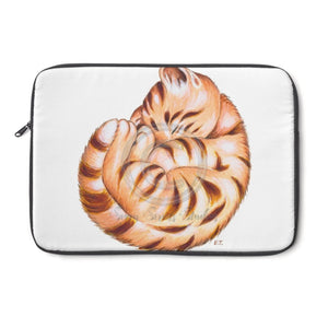 Cute Ginger Cat Fur Ball Ink On White Laptop Sleeve 13