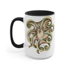 Cute Green Octopus Ink Art Two-Tone Coffee Mugs 15Oz / Black Mug