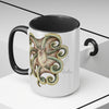 Cute Green Octopus Ink Art Two-Tone Coffee Mugs 15Oz Mug
