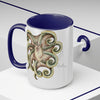 Cute Green Octopus Ink Art Two-Tone Coffee Mugs 15Oz Mug