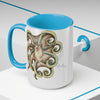 Cute Green Octopus Ink Art Two-Tone Coffee Mugs 15Oz Mug