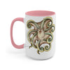 Cute Green Octopus Ink Art Two-Tone Coffee Mugs 15Oz Mug