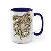 Cute Green Octopus Ink Art Two-Tone Coffee Mugs 15Oz Mug