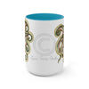Cute Green Octopus Ink Art Two-Tone Coffee Mugs 15Oz Mug