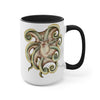 Cute Green Octopus Ink Art Two-Tone Coffee Mugs 15Oz Mug