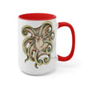 Cute Green Octopus Ink Art Two-Tone Coffee Mugs 15Oz Mug