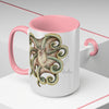 Cute Green Octopus Ink Art Two-Tone Coffee Mugs 15Oz Mug