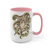 Cute Green Octopus Ink Art Two-Tone Coffee Mugs 15Oz / Pink Mug