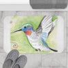 Cute Hummingbird Watercolor Art Bath Mat Home Decor