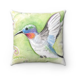Cute Hummingbird Watercolor Art Pillow 14 × Home Decor