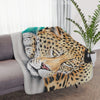 Cute Jaguar Reclining Pastel Art Tan Sherpa Blanket 60 × 50 Home Decor