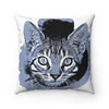 Cute Kitten Blue Square Pillow 14X14 Home Decor