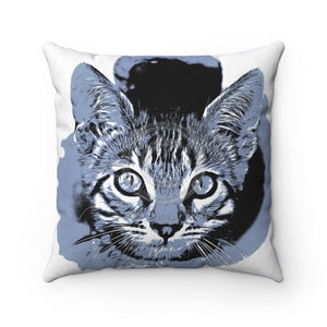 Cute Kitten Blue Square Pillow 14X14 Home Decor
