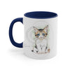 Cute Kitten Cat Cameo Watercolor On White Art Accent Coffee Mug 11Oz