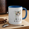 Cute Kitten Cat Cameo Watercolor On White Art Accent Coffee Mug 11Oz