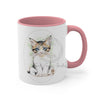 Cute Kitten Cat Cameo Watercolor On White Art Accent Coffee Mug 11Oz