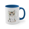 Cute Kitten Cat Cameo Watercolor On White Art Accent Coffee Mug 11Oz